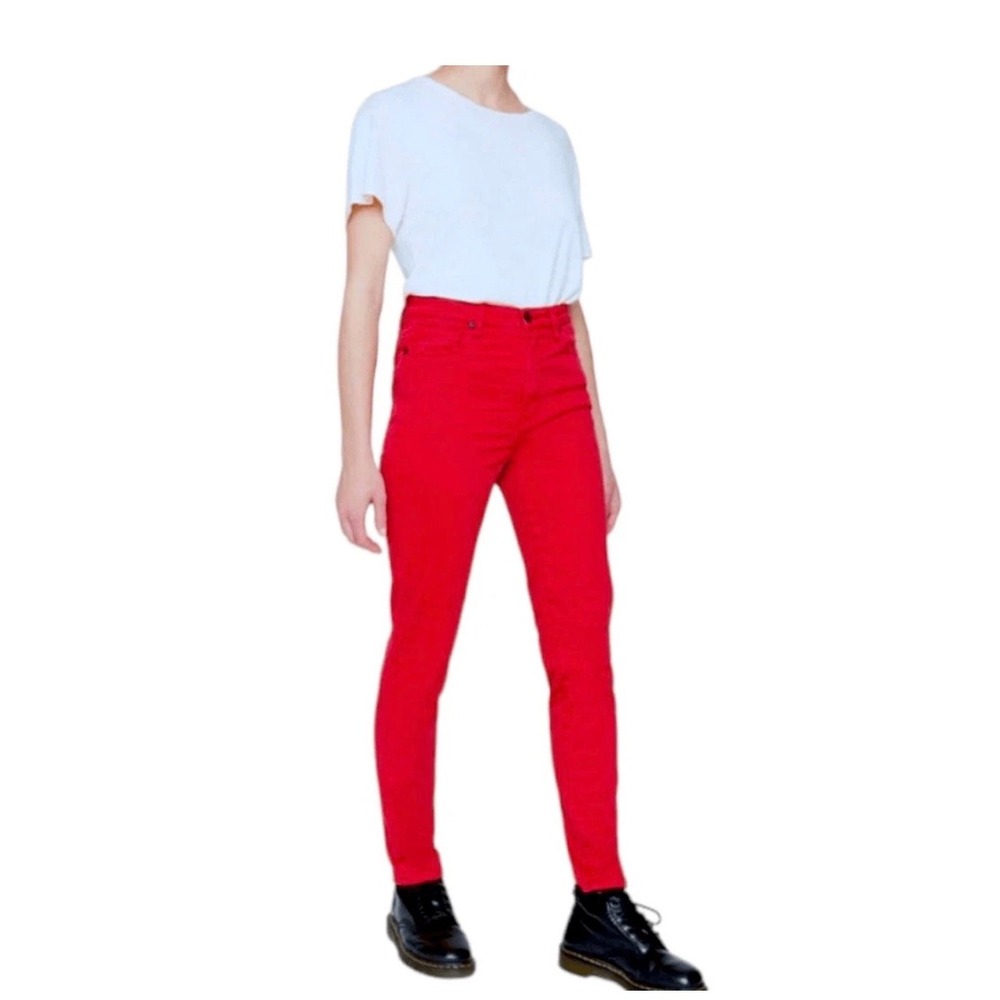 Sandrine Rose x Free People Straight Leg Jeans Women Blood Red‎ Size 28/27" NWT